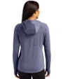 Real Salt Lake Cutter & Buck Adapt Knit Recycled Womens Heathered Hooded Pullover Navy Blue Heather Back