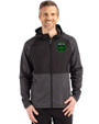 Austin FC - Cutter & Buck Peshastin Recycled Grid Fleece Mens Hybrid Hooded Full Zip Jacket Black Heather Front