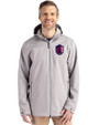 St. Louis City SC Cutter & Buck Camano Everyday Stretch Recycled Mens Water Resistant Jacket Polished Medium Gray Front