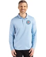 Chicago Fire FC Cutter & Buck Coastline Epic Comfort Recycled Mens Long Sleeve Polo Atlas Light Blue Front