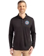 Chicago Fire FC Cutter & Buck Coastline Epic Comfort Recycled Mens Long Sleeve Polo Black Front