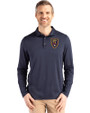 Real Salt Lake Cutter & Buck Coastline Epic Comfort Recycled Mens Long Sleeve Polo Navy Blue Front