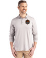 Houston Dynamo FC Cutter & Buck Coastline Recycled Double Peached Mens Long Sleeve Polo CONCRETE Front