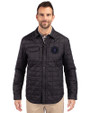 NY Mets City Connect Cutter & Buck Rainier PrimaLoft® Mens Eco Insulated Quilted Shirt Jacket Black Front