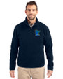 Minnesota Twins City Connect Cutter & Buck Cascade Eco Sherpa Fleece Mens Big & Tall Quarter Zip Jacket Navy Blue Front
