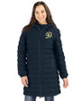 Los Angeles Dodgers City Connect- Cutter & Buck Mission Ridge Repreve Eco Insulated Womens Long Puffer Jacket Navy Blue Front