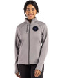 NY Mets City Connect Cutter & Buck Peshastin Fleece Recycled Womens Full Zip Jacket Elemental Grey Heather Front