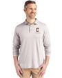 Cleveland Guardians City Connect Cutter & Buck Coastline Recycled Double Peached Mens Long Sleeve Polo CONCRETE Front