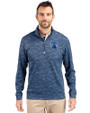 Philadelphia Phillies City Connect Cutter & Buck Traverse Stretch Eco Camo Print Quarter Zip Mens Pullover Navy Blue Front