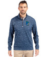 Minnesota Twins City Connect Cutter & Buck Traverse Stretch Eco Camo Print Quarter Zip Mens Pullover Navy Blue Front