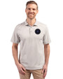 NY Mets City Connect Cutter & Buck Virtue Eco Pique Stripe Recycled Mens Polo Polished Medium Gray Front