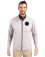 NY Mets City Connect Cutter & Buck Adapt Recycled Soft Knit Stretch Mens Hybrid Full Zip Jacket Polished Medium Gray Front