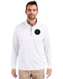 NY Mets City Connect Cutter & Buck Adapt Eco Knit Stretch Recycled Mens Quarter Zip Pullover White Front