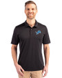 Detroit Lions Cutter & Buck Prospect Eco Textured Stretch Recycled Mens Big & Tall Polo Black Front