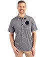 NY Mets City Connect Cutter & Buck Forge Eco Heather Stripe Stretch Recycled Mens Polo Black Heather Front
