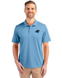 Carolina Panthers Cutter & Buck Prospect Eco Textured Stretch Recycled Mens Big & Tall Polo Atlas Light Blue Front