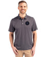 NY Mets City Connect Cutter & Buck Pike Eco Symmetry Print Stretch Recycled Mens Polo Black/White Front