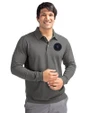 NY Mets City Connect Cutter & Buck Advantage Eco Tri-Blend Pique Mens Big and Tall Long Sleeve Polo Elemental Grey Front