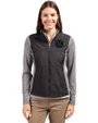 NY Mets City Connect Cutter & Buck Stealth Hybrid Quilted Womens Full Zip Windbreaker Jacket Black Front