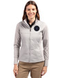 NY Mets City Connect Cutter & Buck Stealth Hybrid Quilted Womens Full Zip Windbreaker Jacket Polished Medium Gray Front