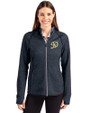 Los Angeles Dodgers City Connect- Cutter & Buck Mainsail Full Zip Hooded Womens Jacket Liberty Navy Heather Front