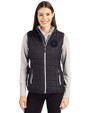 NY Mets City Connect Cutter & Buck Rainier Recycled Insulated Puffer Womens Full Zip Vest Black Front