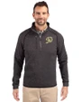 Los Angeles Dodgers City Connect- Cutter & Buck Mainsail Sweater-Knit Mens Half Zip Pullover Jacket Charcoal Heather Front
