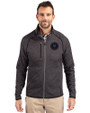 NY Mets City Connect Cutter & Buck Mainsail Sweater-Knit Mens Big and Tall Full Zip Jacket Charcoal Heather Front