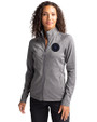 NY Mets City Connect Cutter & Buck Adapt Eco Knit Heather Recycled Womens Full Zip Black Heather Front