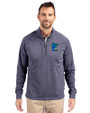 Minnesota Twins City Connect Cutter & Buck Adapt Recycled Soft Knit Stretch Mens Heathered Quarter Zip Pullover  Navy Blue Heather Front
