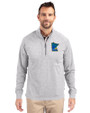 Minnesota Twins City Connect Cutter & Buck Adapt Recycled Soft Knit Stretch Mens Heathered Quarter Zip Pullover  Polished Heather Front