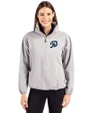 Los Angeles Dodgers City Connect- Cutter & Buck Charter Eco Recycled Womens Anorak Jacket Polished Medium Gray Front