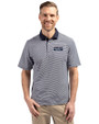 Detroit Tigers City Connect Cutter & Buck Virtue Eco Pique Micro Stripe Recycled Mens Big & Tall Polo Navy Blue/White Front