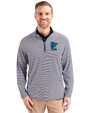 Minnesota Twins City Connect Cutter & Buck Virtue Eco Pique Micro Stripe Recycled Mens Big & Tall Quarter Zip Navy Blue/White Front