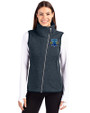 Philadelphia Phillies City Connect Cutter & Buck Mainsail Sweater Knit Womens Asymmetrical Vest Liberty Navy Heather Front