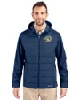 Los Angeles Dodgers City Connect- Cutter & Buck Evoke Hybrid Eco Softshell Recycled Full Zip Mens Big & Tall Hooded Jacket Navy Blue Front