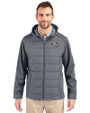 St. Louis Cardinals City Connect Cutter & Buck Evoke Hybrid Eco Softshell Recycled Full Zip Mens Big & Tall Hooded Jacket Elemental Grey Front