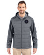 NY Mets City Connect Cutter & Buck Evoke Hybrid Eco Softshell Recycled Full Zip Mens Big & Tall Hooded Jacket Elemental Grey Front