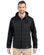 NY Mets City Connect Cutter & Buck Evoke Hybrid Softshell Recycled Full Zip Mens Hooded Jacket Black Front