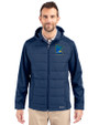 Minnesota Twins City Connect Cutter & Buck Evoke Hybrid Softshell Recycled Full Zip Mens Hooded Jacket Navy Blue Front