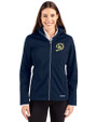 Los Angeles Dodgers City Connect- Cutter & Buck Evoke Softshell Recycled Full Zip Womens Jacket Navy Blue Front