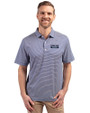 Detroit Tigers City Connect Cutter & Buck Forge Eco Double Stripe Stretch Recycled Mens Big &Tall Polo Tour Blue/White Front