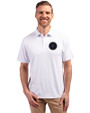 NY Mets City Connect Cutter & Buck Forge Eco Stretch Recycled Mens Polo White Front