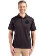 NY Mets City Connect Cutter & Buck Coastline Recycled Double Peached Mens Polo Black Front