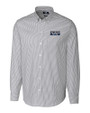 Detroit Tigers City Connect Cutter & Buck Stretch Oxford Stripe Mens Big and Tall Long Sleeve Dress Shirt Charcoal Mannequin