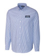 Detroit Tigers City Connect Cutter & Buck Stretch Oxford Stripe Mens Big and Tall Long Sleeve Dress Shirt French Blue Mannequin