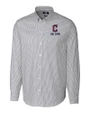 Cleveland Guardians City Connect Cutter & Buck Stretch Oxford Stripe Mens Big and Tall Long Sleeve Dress Shirt Charcoal Mannequin