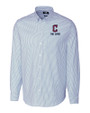 Cleveland Guardians City Connect Cutter & Buck Stretch Oxford Stripe Mens Big and Tall Long Sleeve Dress Shirt Light Blue Mannequin