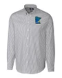 Minnesota Twins City Connect Cutter & Buck Stretch Oxford Stripe Mens Long Sleeve Dress Shirt Charcoal Mannequin