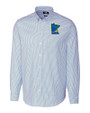 Minnesota Twins City Connect Cutter & Buck Easy Care Stretch Oxford Stripe Mens Long Sleeve Button Down Shirt Light Blue Mannequin
